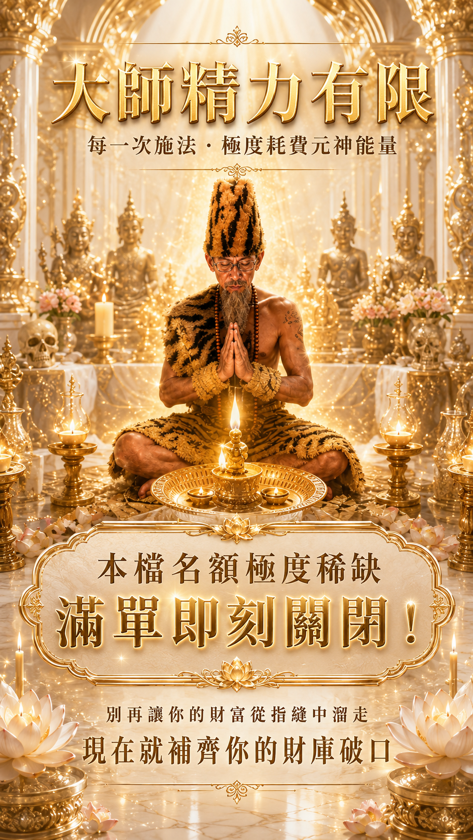 〖魯士谷大師〗黃金五眼四耳蠟燭(魯士谷法燭)