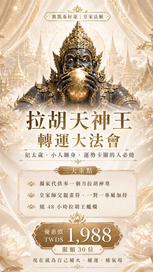 【07/31拉胡王】犯太歲必報!!!谷底逆轉起運!!(獨家代供奉一個月神尊+法術入命+燒48小時拉胡王蠟燭)