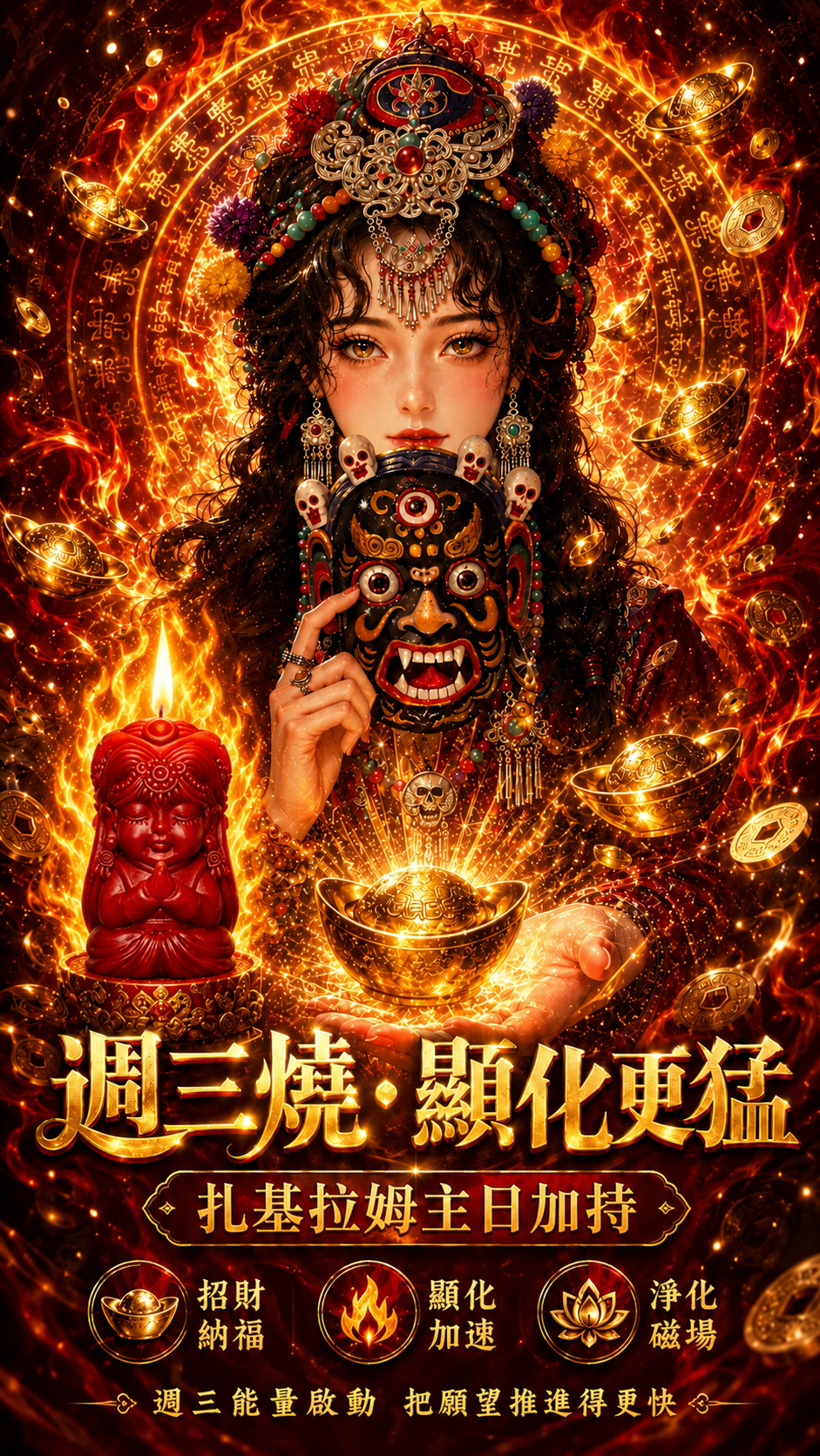 扎基拉姆・超強主動守護女神蠟燭(週三開光命盤加持)