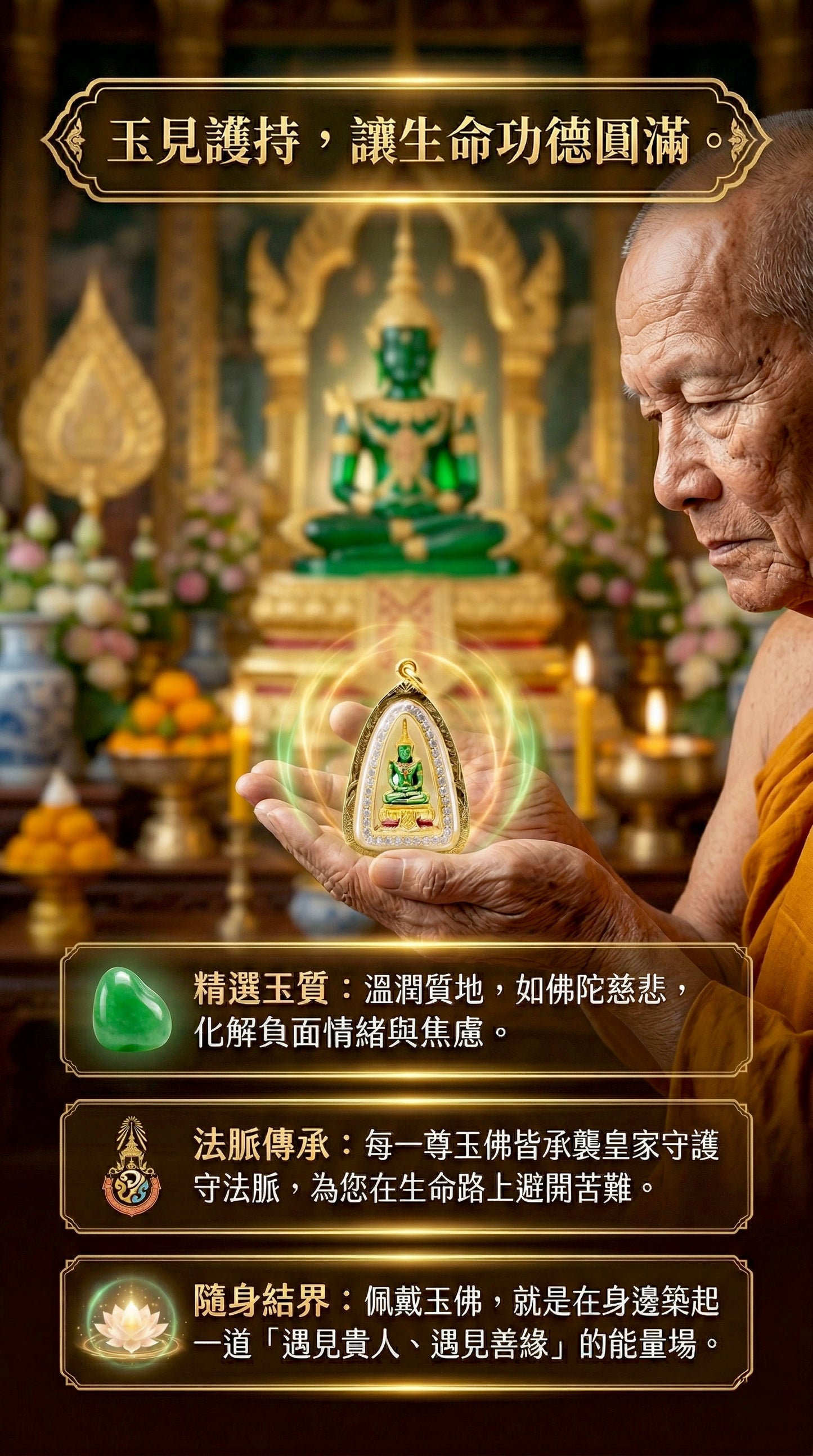 預購【絕世珍稀 · 玉見福報】泰國皇室級-守護玉佛 佛牌