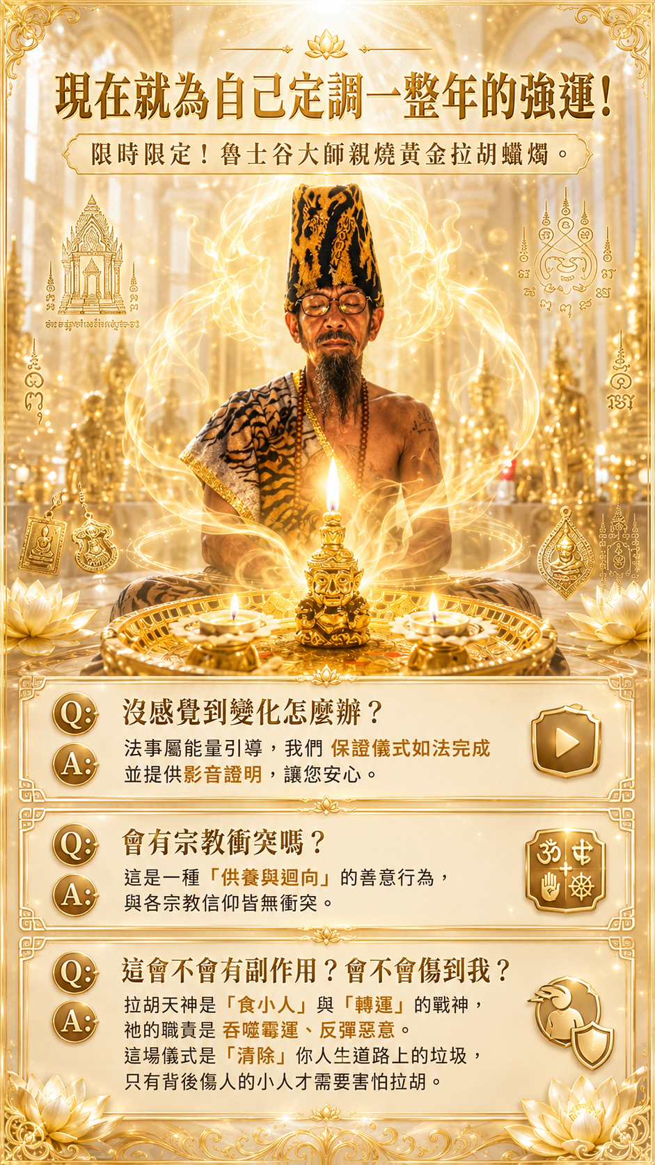〖魯士谷大師〗黃金拉胡天神蠟燭（魯士谷法燭）