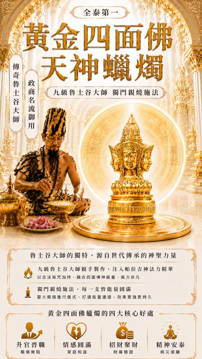 〖魯士谷大師〗黃金四面佛蠟燭（魯士谷法燭）