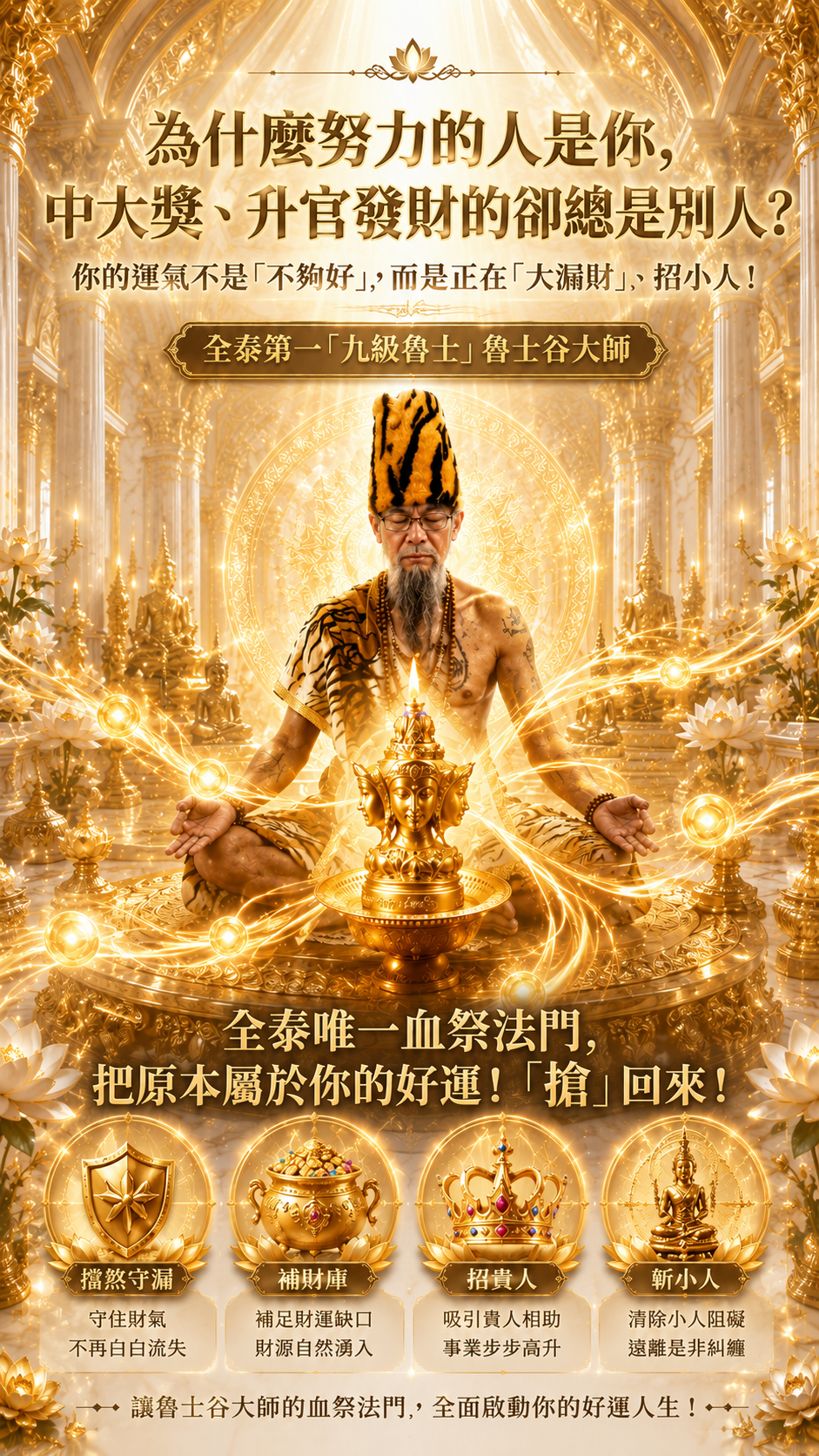 〖魯士谷大師〗黃金四面佛蠟燭（魯士谷法燭）