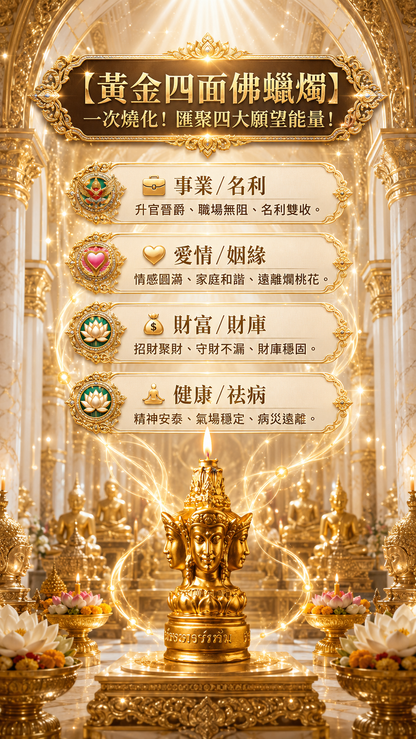 〖魯士谷大師〗黃金四面佛蠟燭（魯士谷法燭）