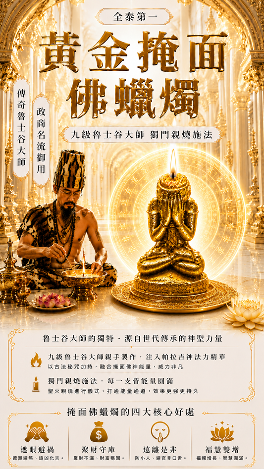 〖魯士谷大師〗黃金掩面佛蠟燭（魯士谷法燭）