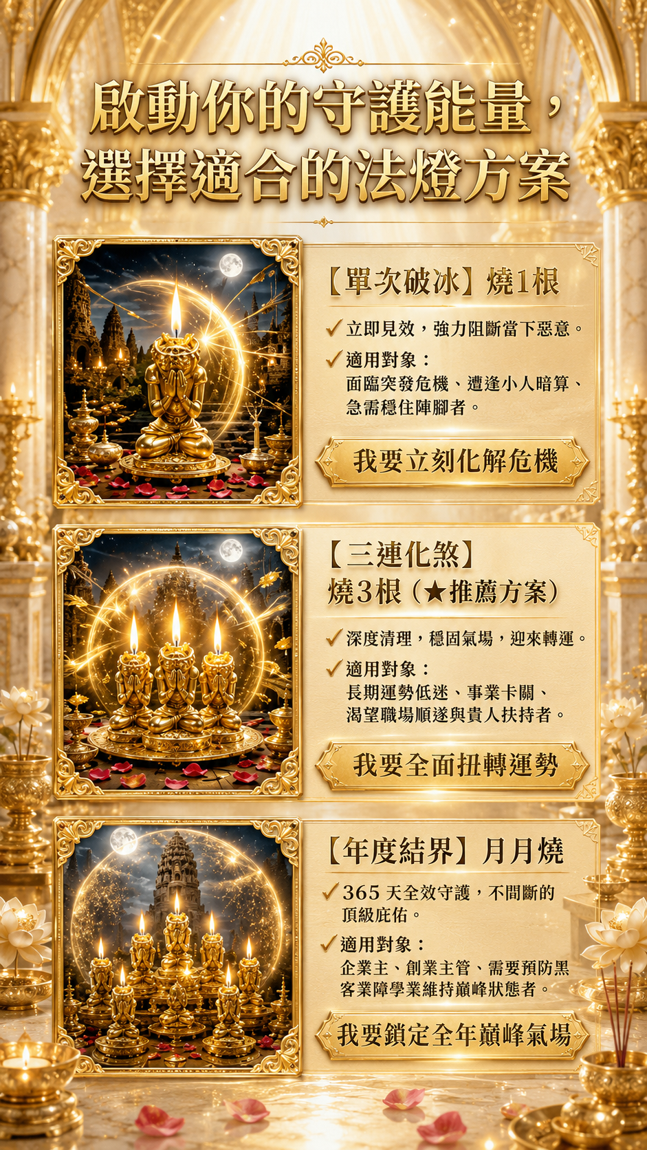 〖魯士谷大師〗黃金掩面佛蠟燭（魯士谷法燭）