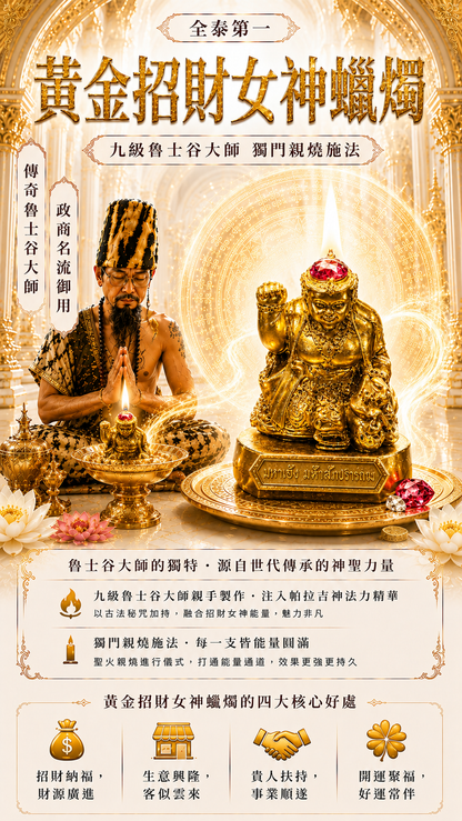 〖魯士谷大師〗黃金招財女神蠟燭（魯士谷法燭）