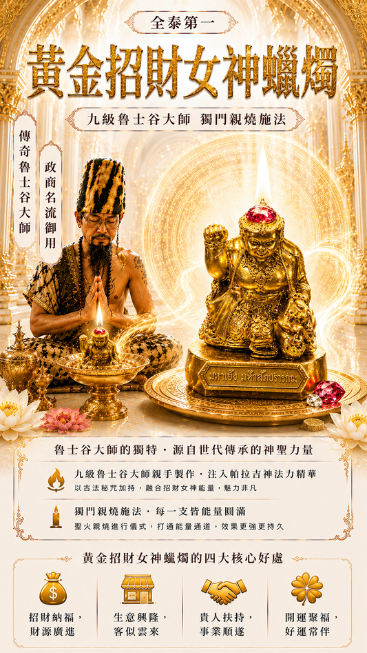 〖魯士谷大師〗黃金招財女神蠟燭（魯士谷法燭）