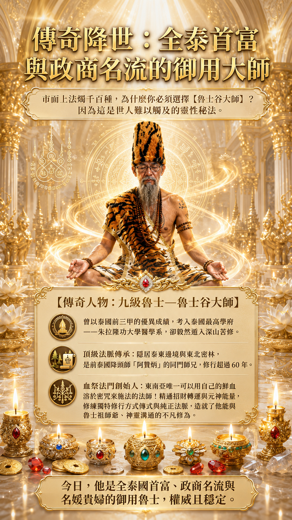 〖魯士谷大師〗黃金招財女神蠟燭（魯士谷法燭）