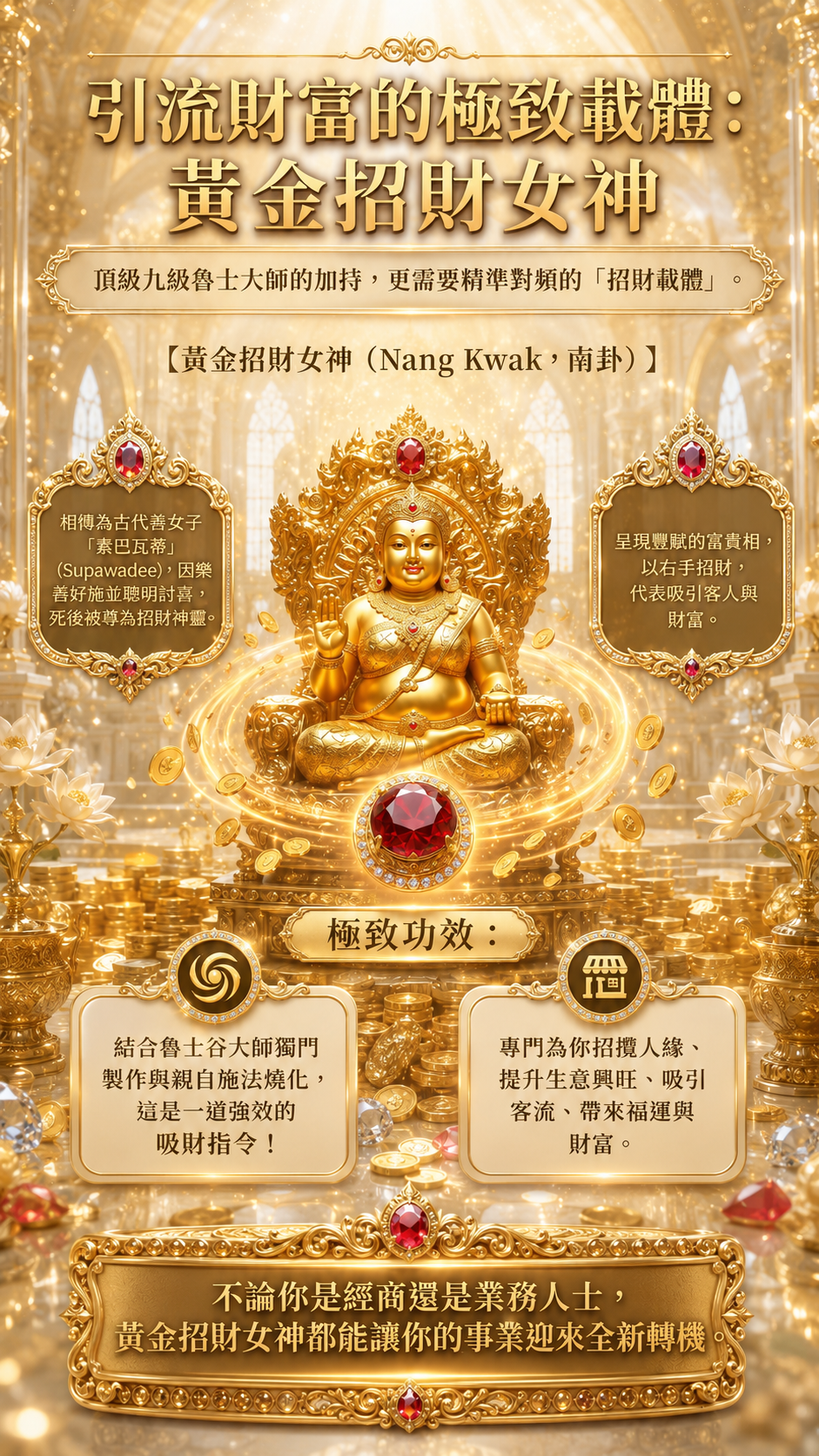 〖魯士谷大師〗黃金招財女神蠟燭（魯士谷法燭）