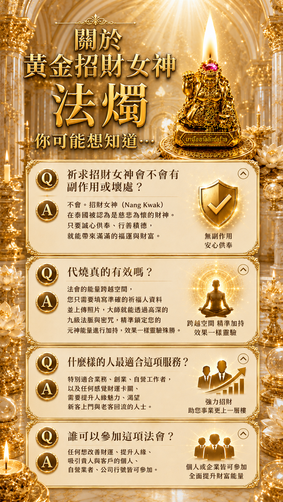 〖魯士谷大師〗黃金招財女神蠟燭（魯士谷法燭）