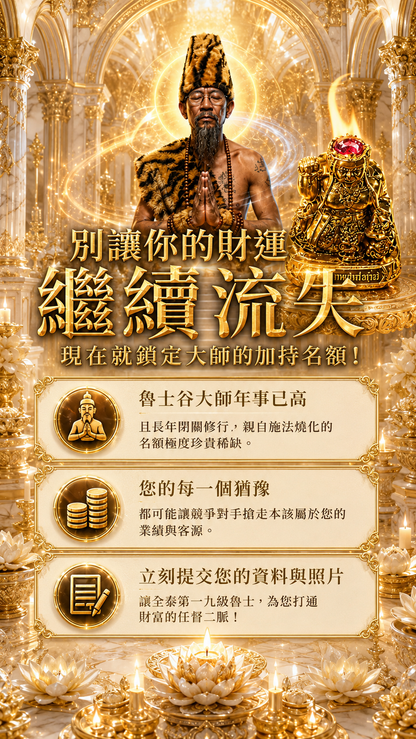 〖魯士谷大師〗黃金招財女神蠟燭（魯士谷法燭）
