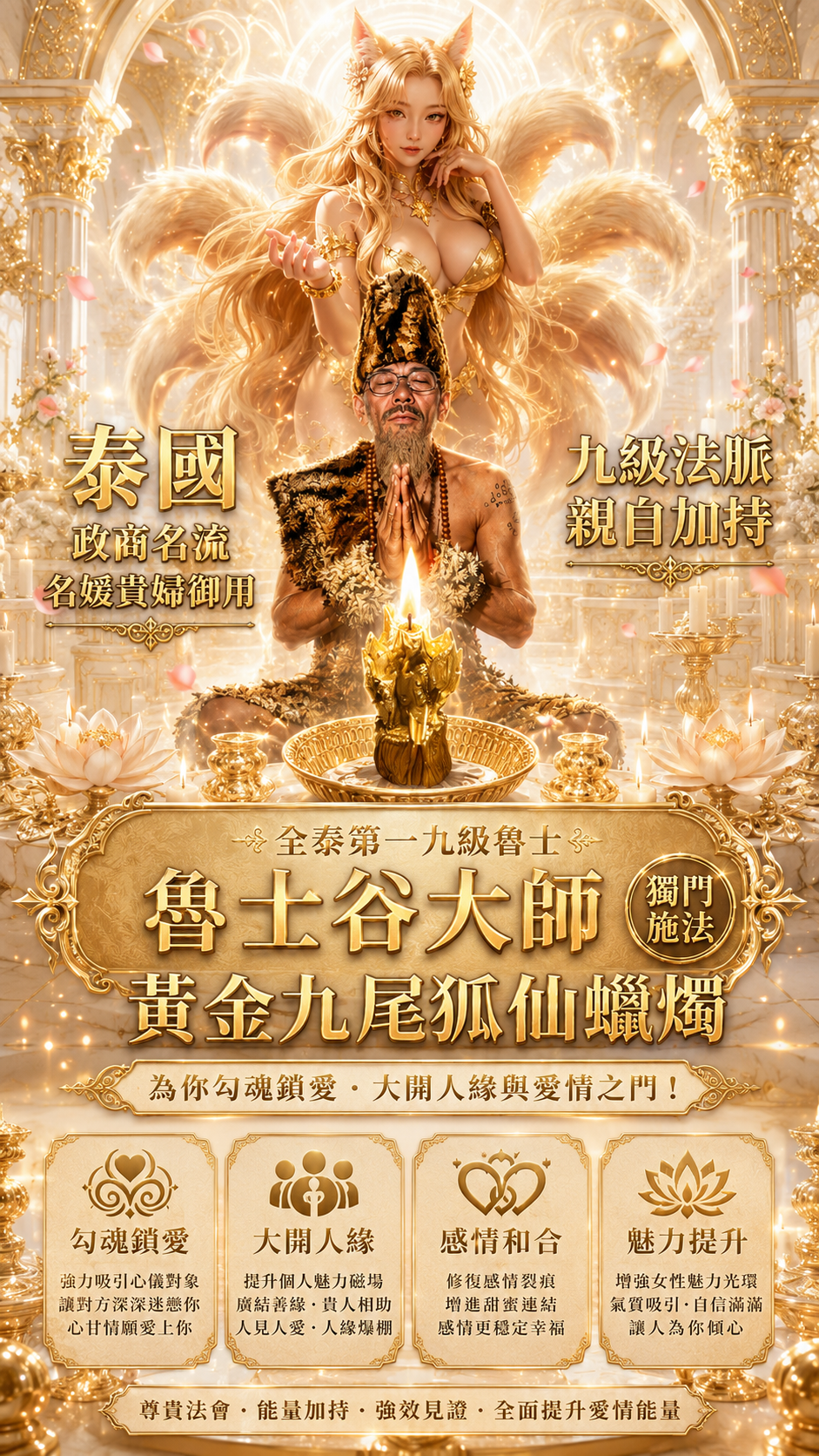 〖魯士谷大師〗黃金九尾狐仙蠟燭（魯士谷法燭）