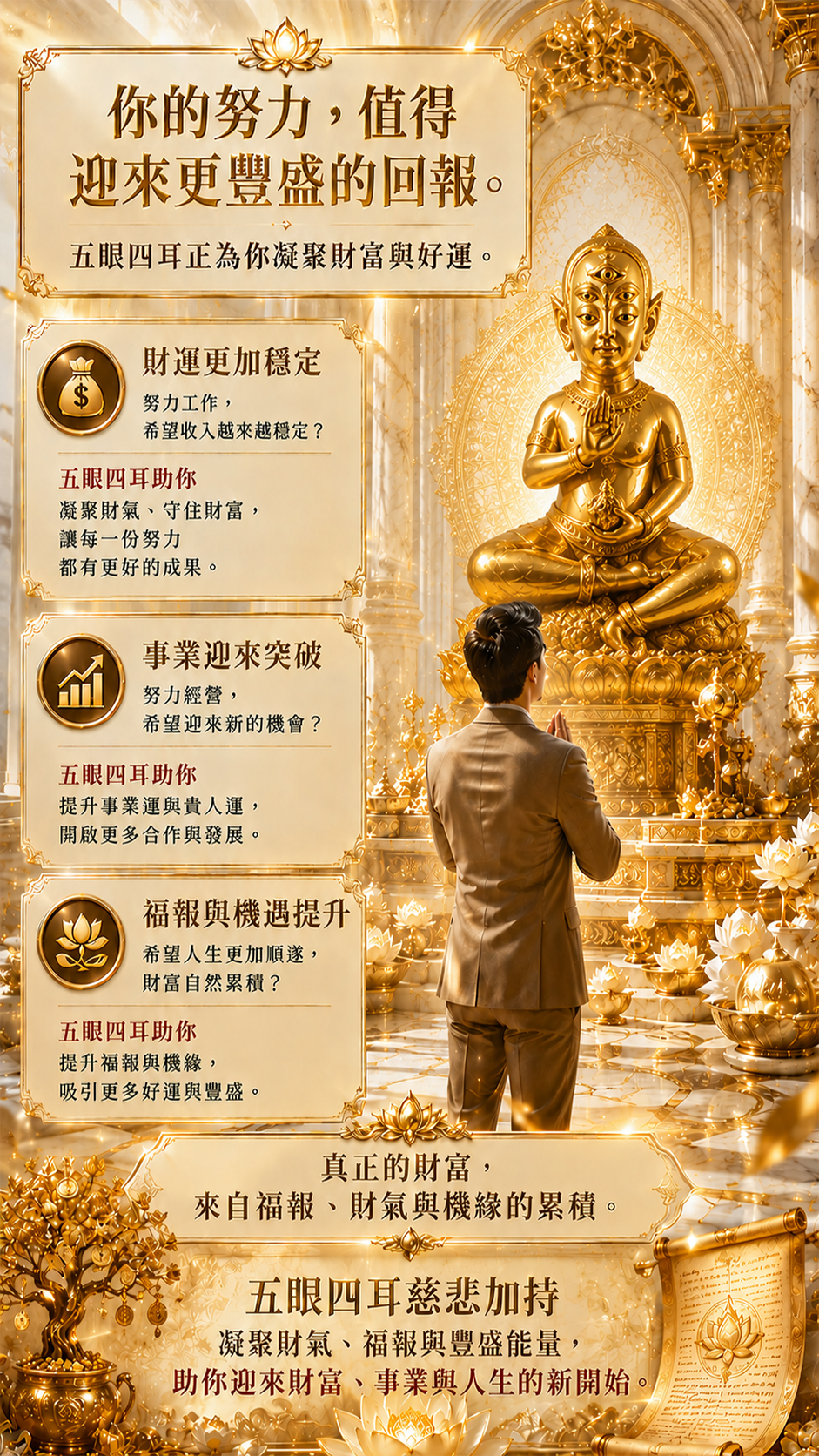 〖魯士谷大師〗黃金五眼四耳蠟燭（魯士谷法燭）
