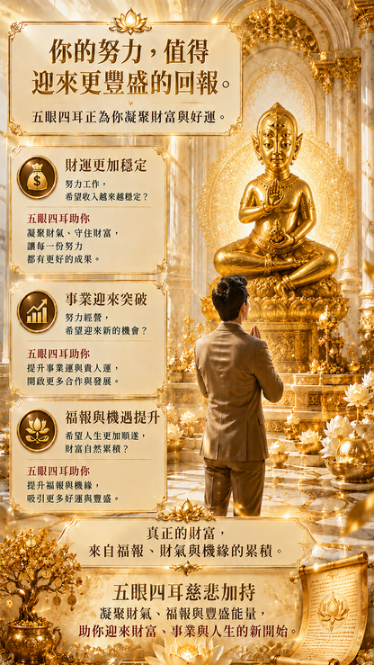 〖魯士谷大師〗黃金五眼四耳蠟燭（魯士谷法燭）