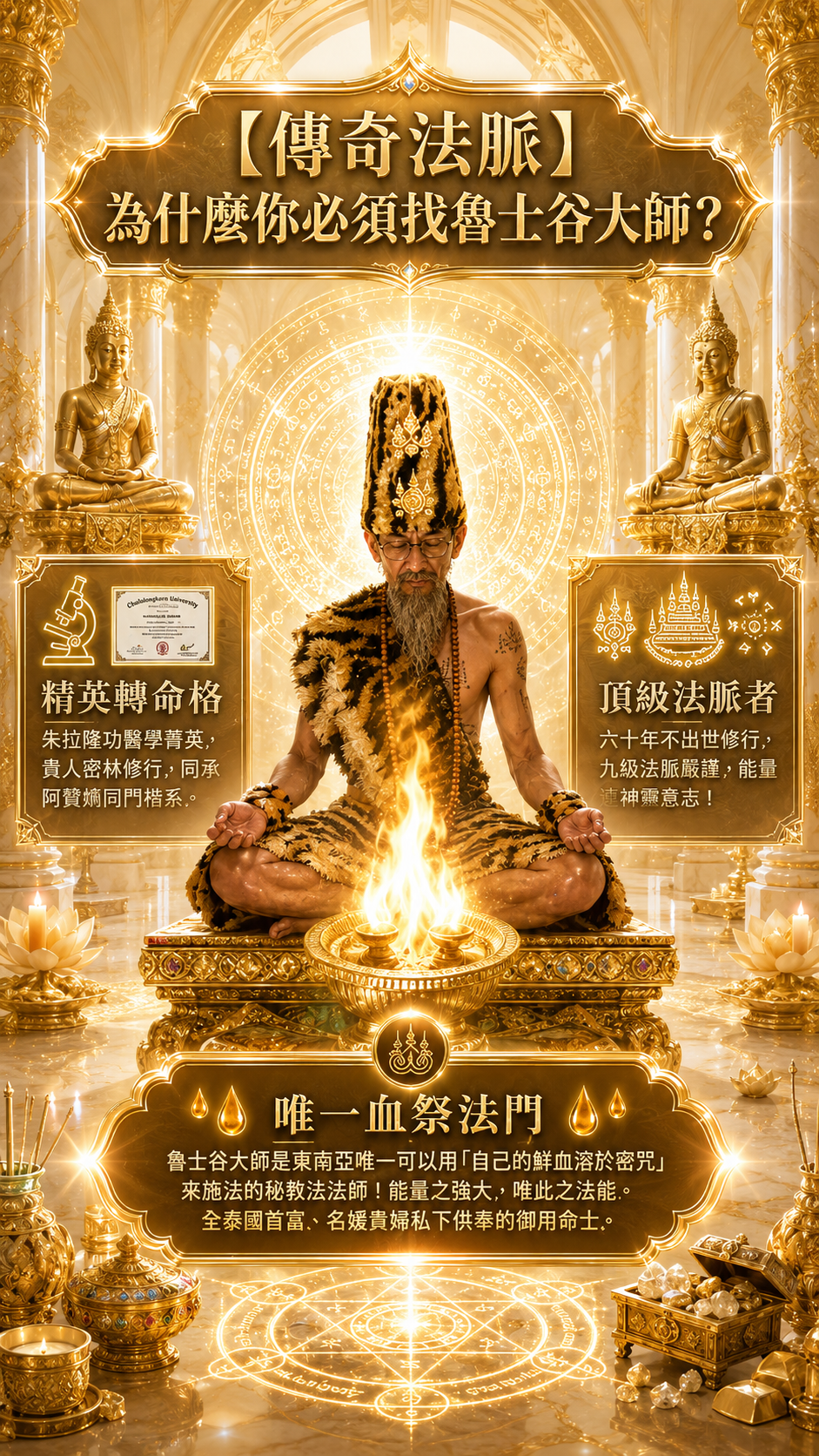 〖魯士谷大師〗黃金五眼四耳蠟燭（魯士谷法燭）